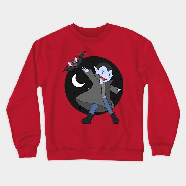 Halloween Vampire with Cute Bat Friend Crewneck Sweatshirt by daywears